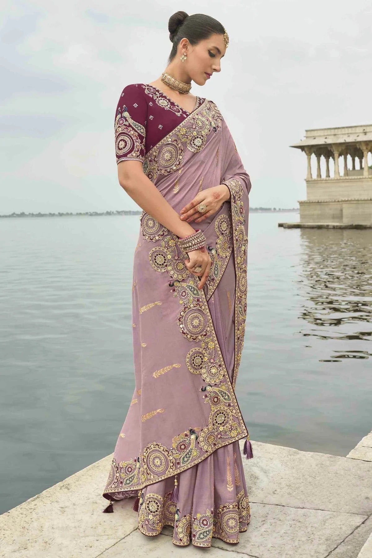 Purple Colour Viscose Tissue Silk Designer Saree SD1112655 A