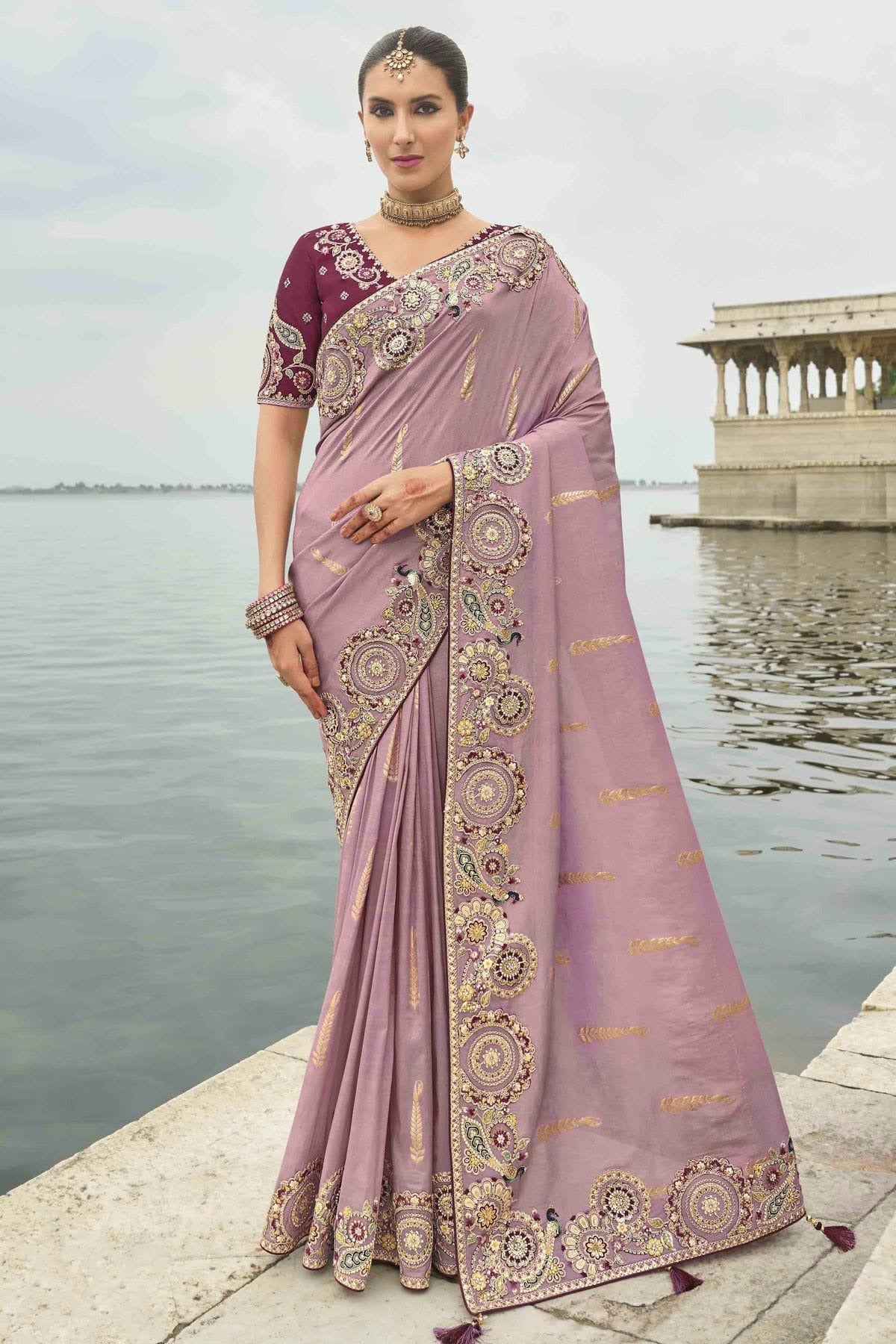 Purple Colour Viscose Tissue Silk Designer Saree SD1112655