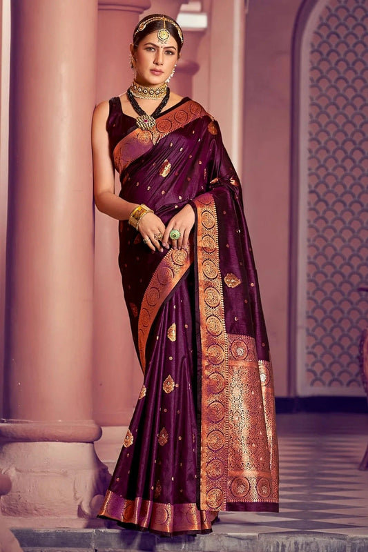 Purple Colour Woven Work Banarasi Silk Saree SD1101397