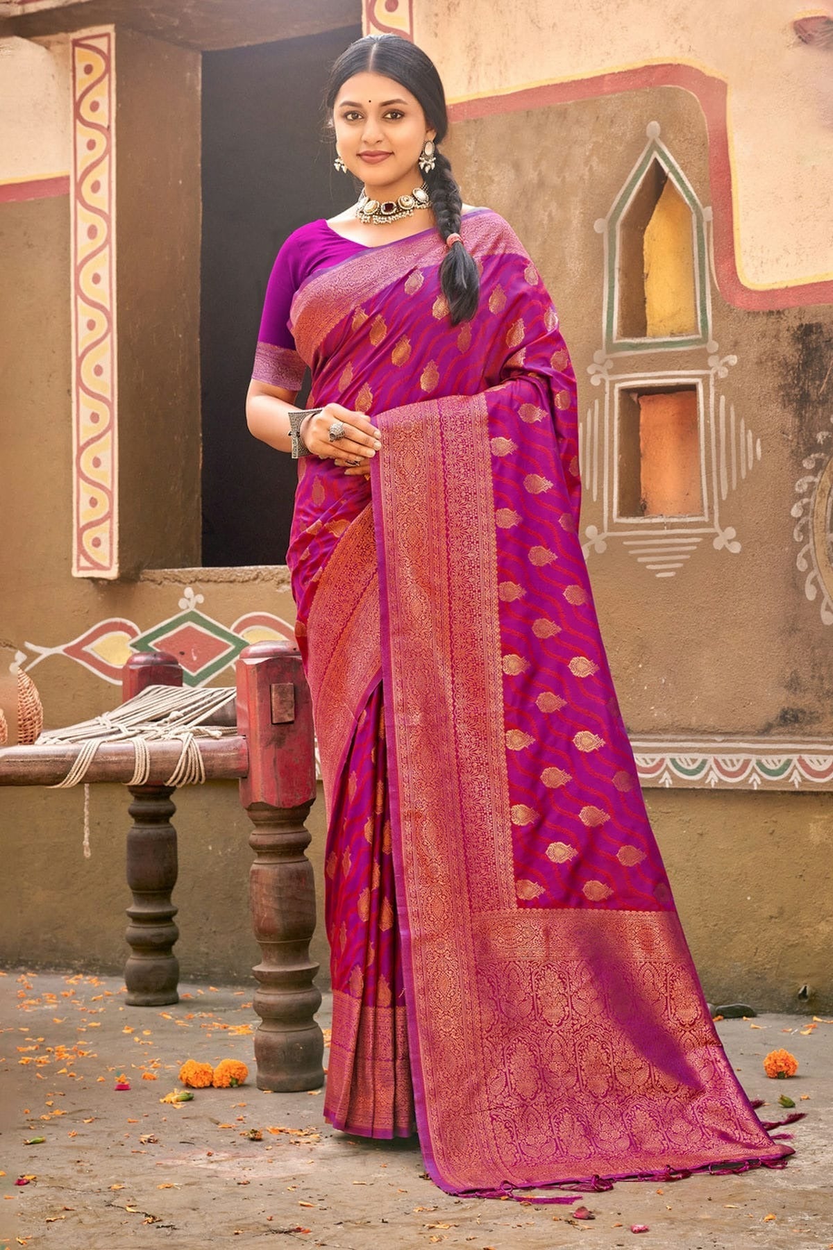 Purple Colour Woven Work Banarasi Silk Saree SD1101731