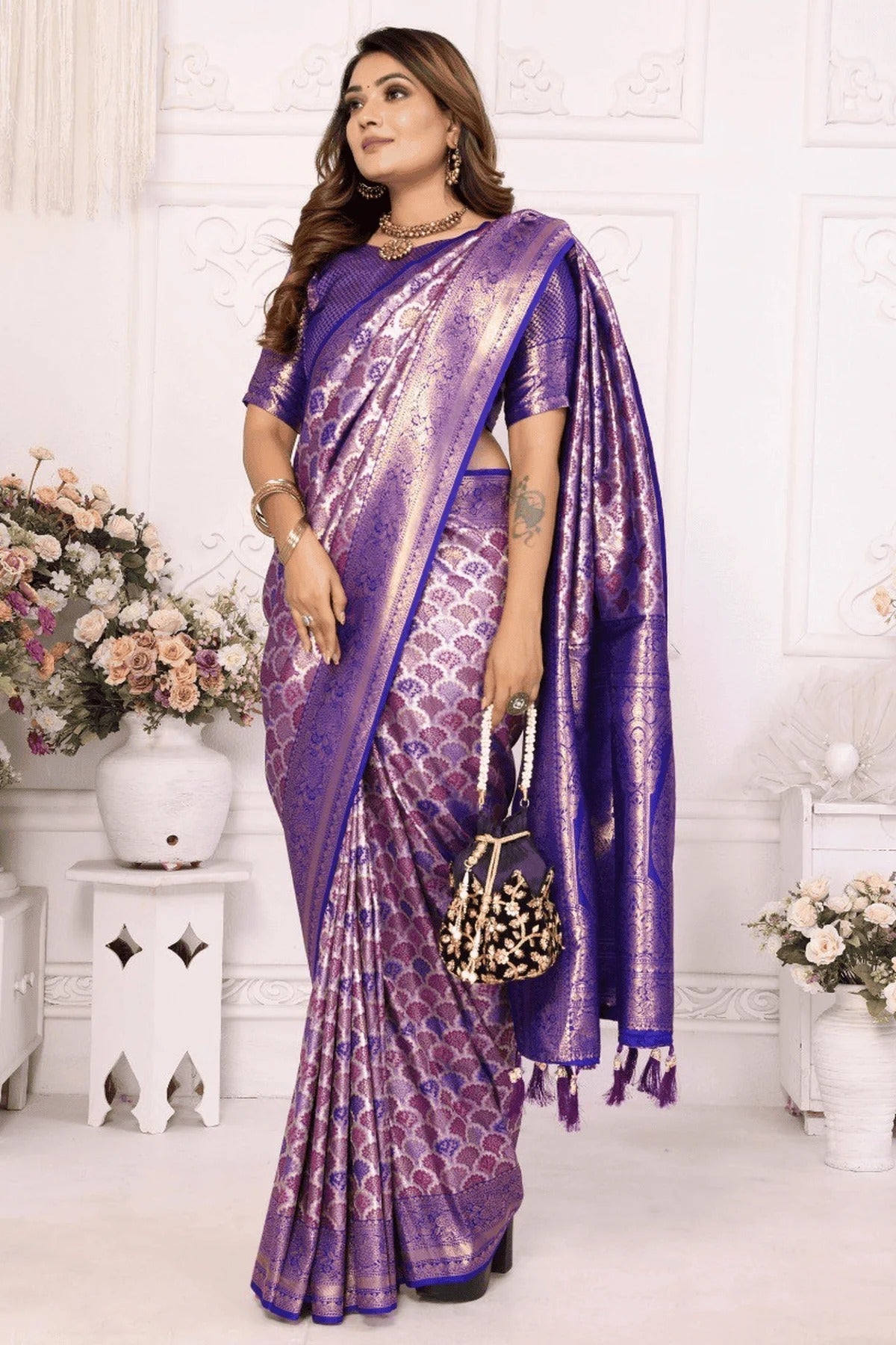 Purple Colour Woven Work Banarasi Silk Traditional Saree SD1250240 A