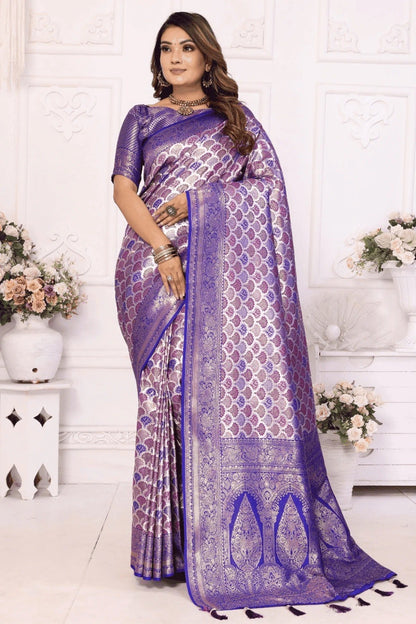 Purple Colour Woven Work Banarasi Silk Traditional Saree SD1250240