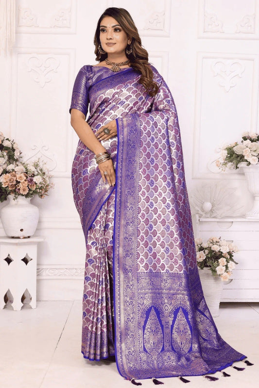 Purple Colour Woven Work Banarasi Silk Traditional Saree SD1250240