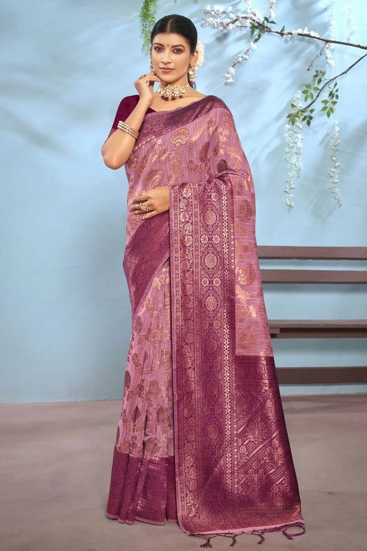 Purple Colour Woven Work Cotton Saree SD1101373
