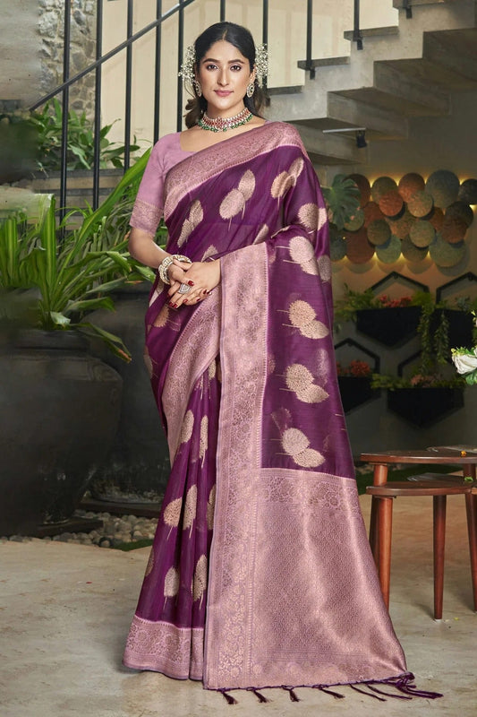 Purple Colour Woven Work Cotton Saree SD1101566