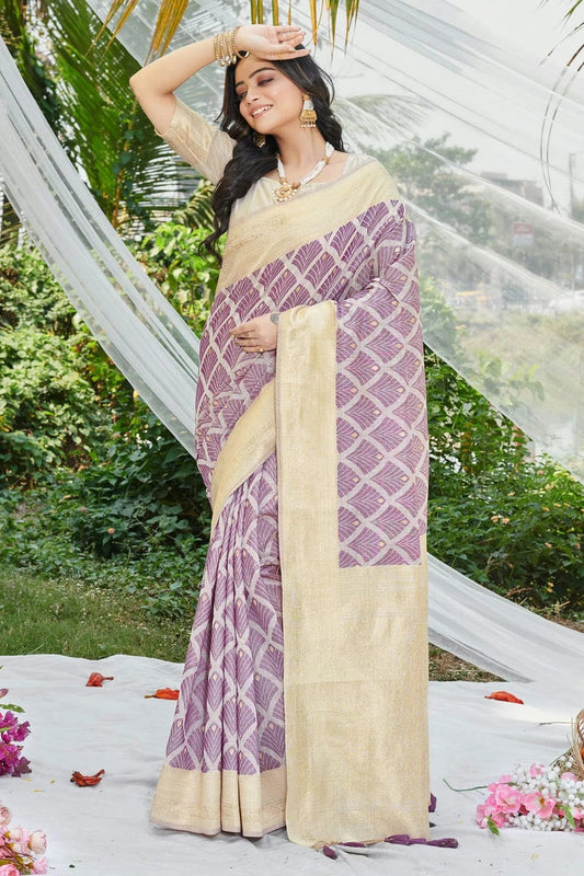 Purple Colour Woven Work Cotton Saree SD1101899