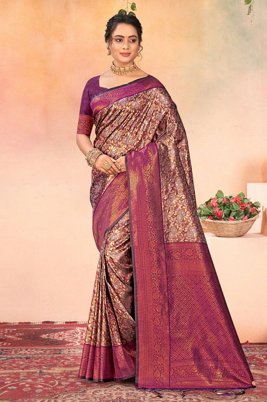 Purple Colour Woven Work Kanjivaram Silk Saree SD1102052