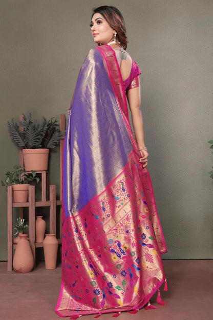 Purple Colour Woven Work Pure Banarasi Tissue Silk Traditional Saree SD1250272 B