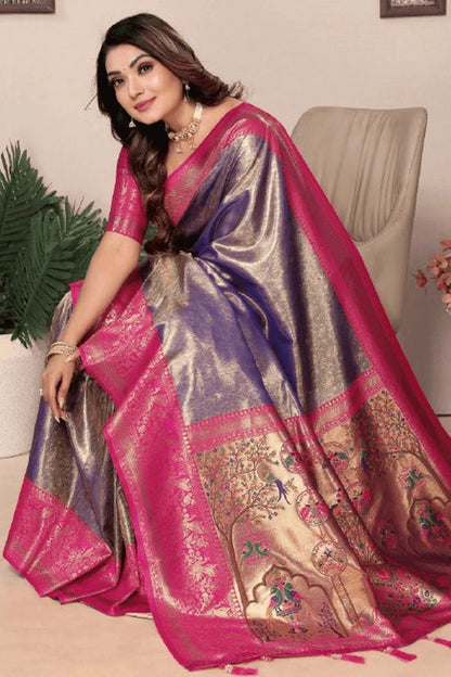 Purple Colour Woven Work Pure Banarasi Tissue Silk Traditional Saree SD1250309 A