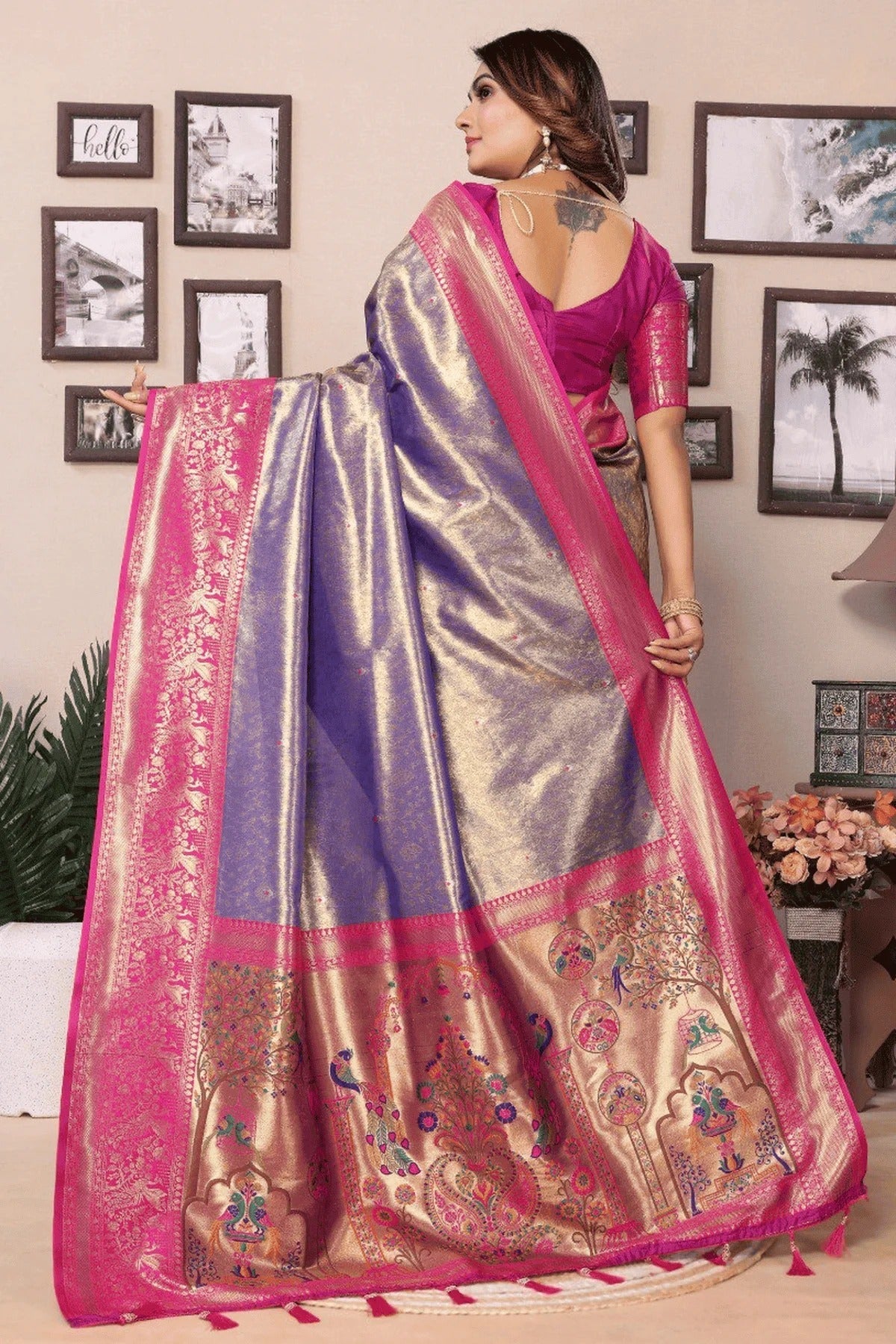 Purple Colour Woven Work Pure Banarasi Tissue Silk Traditional Saree SD1250309 B