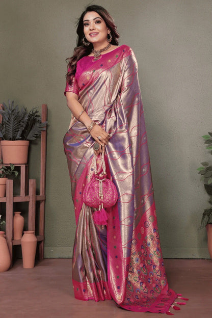 Purple Colour Woven Work Pure Banarasi Tissue Silk Traditional Saree SD1250320 A