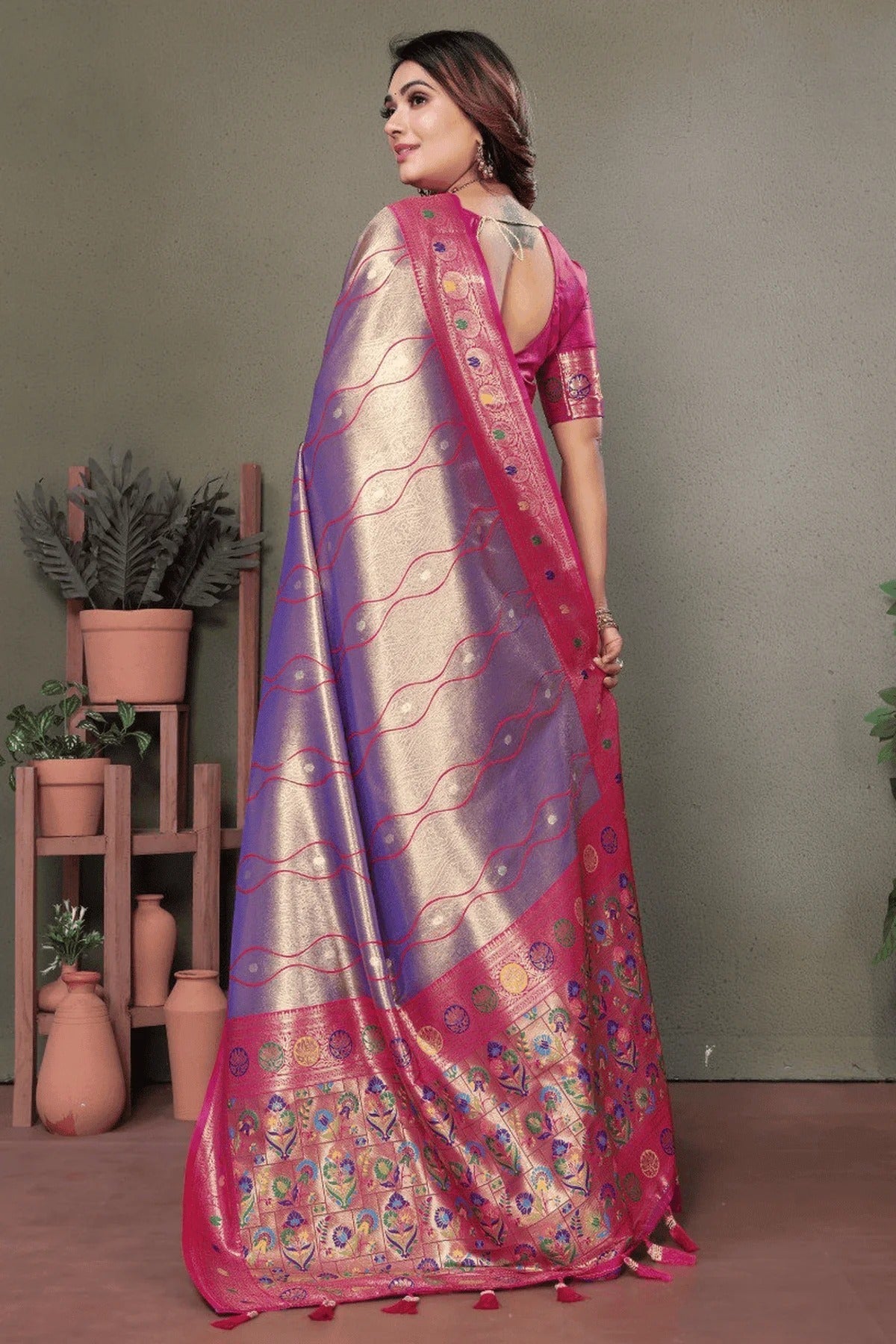 Purple Colour Woven Work Pure Banarasi Tissue Silk Traditional Saree SD1250320 B