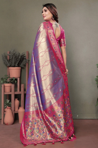 Purple Colour Woven Work Pure Banarasi Tissue Silk Traditional Saree SD1250320 B