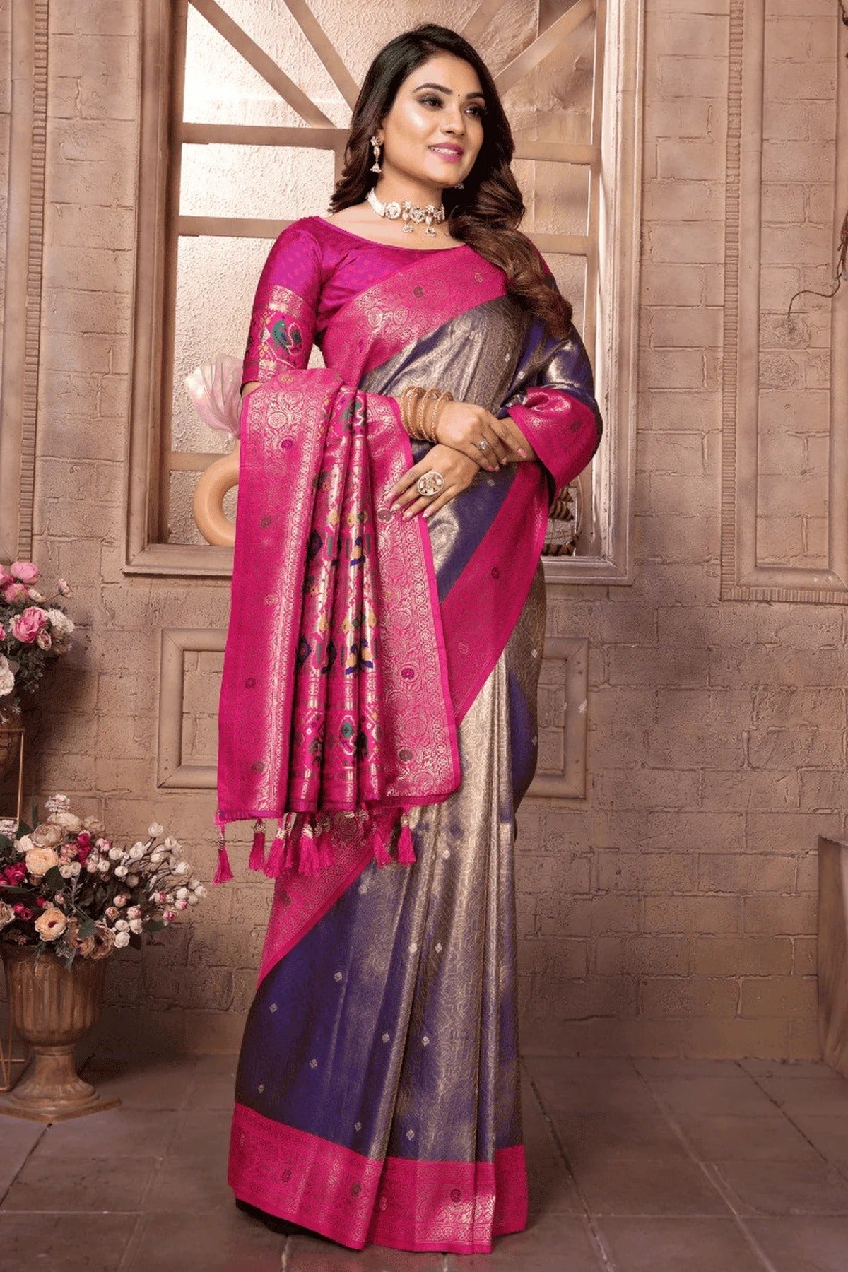 Purple Colour Woven Work Pure Banarasi Tissue Silk Traditional Saree SD1250333 A