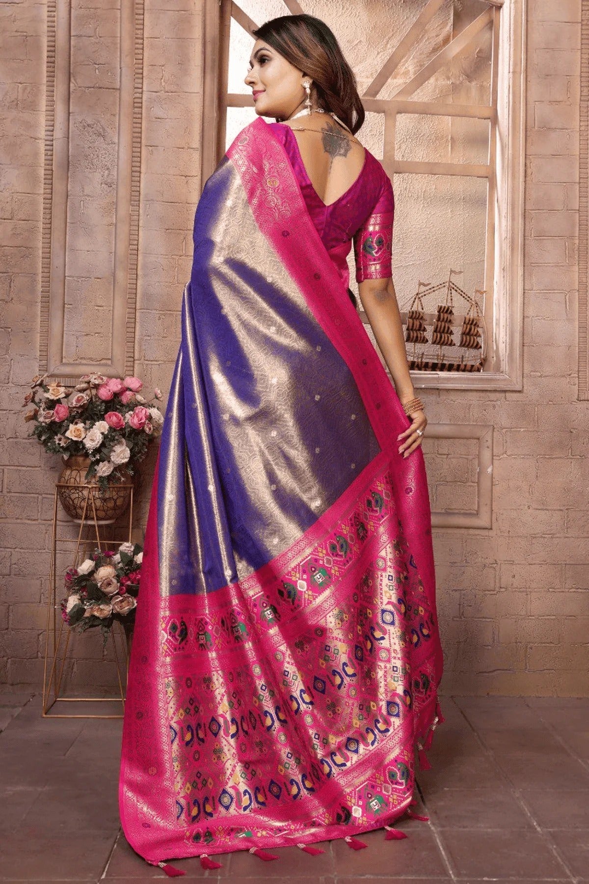 Purple Colour Woven Work Pure Banarasi Tissue Silk Traditional Saree SD1250333 B