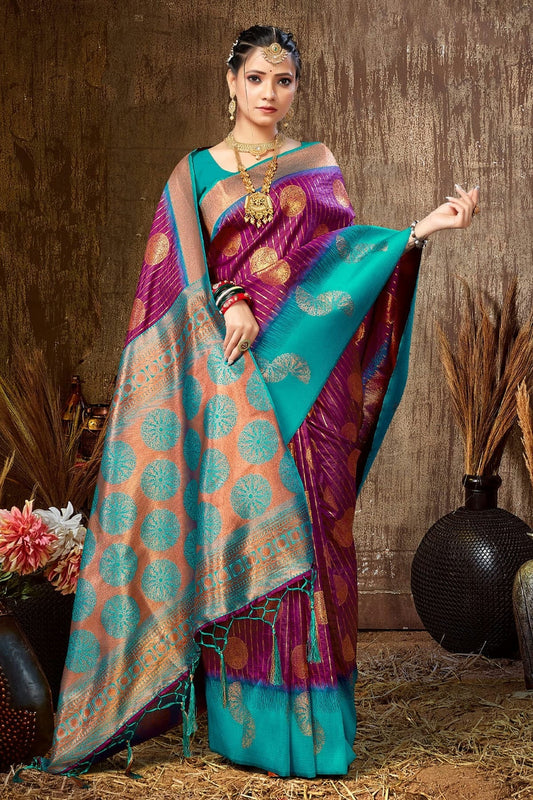Purple Colour Woven Work Silk Saree SD1101647