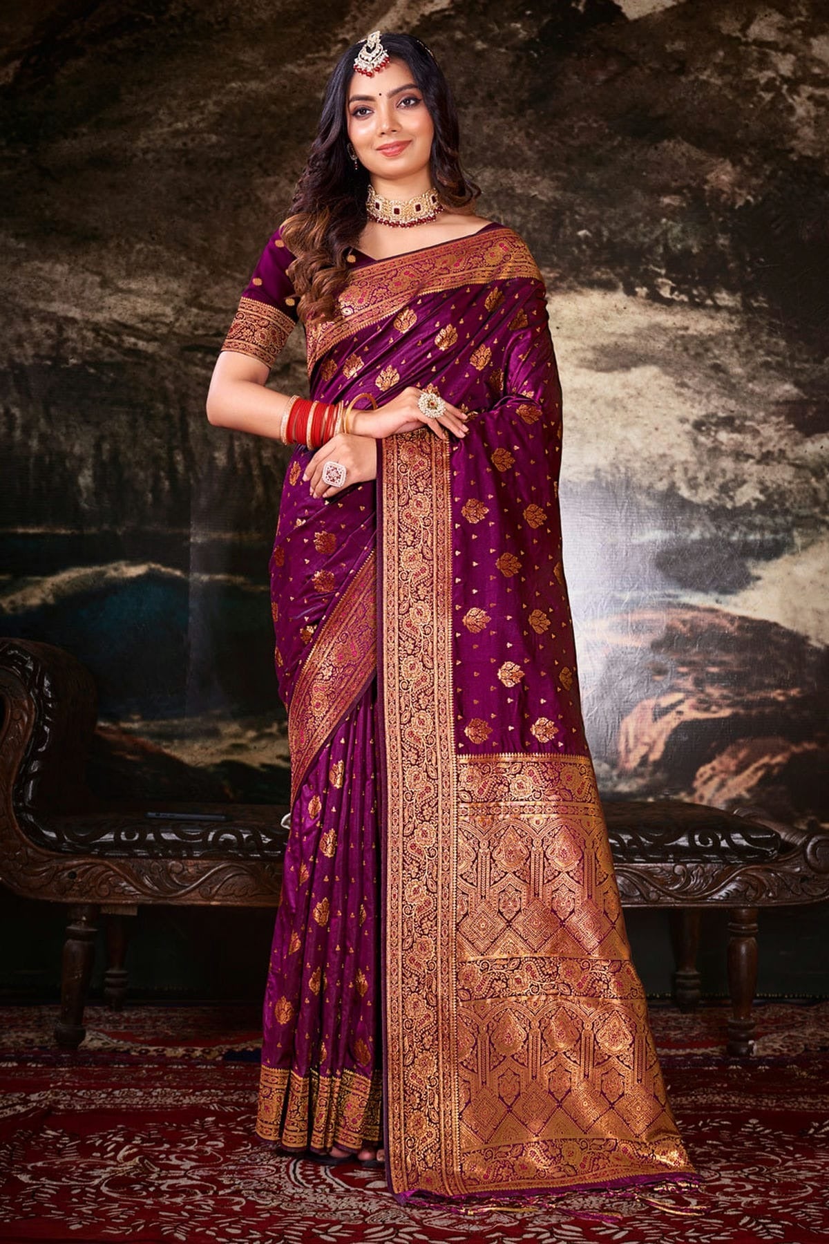 Purple Colour Woven Work Silk Saree SD1101687