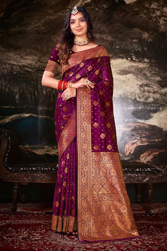 Purple Colour Woven Work Silk Saree SD1101687