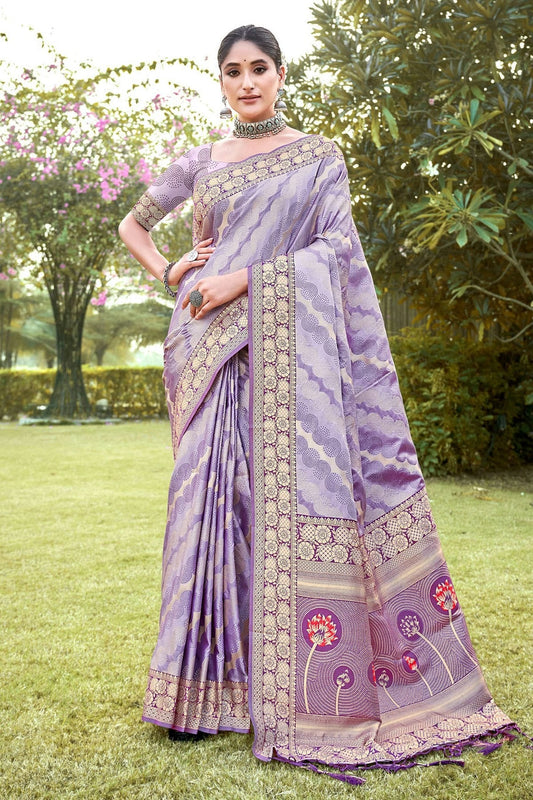 Purple Colour Woven Work Silk Saree SD1101693