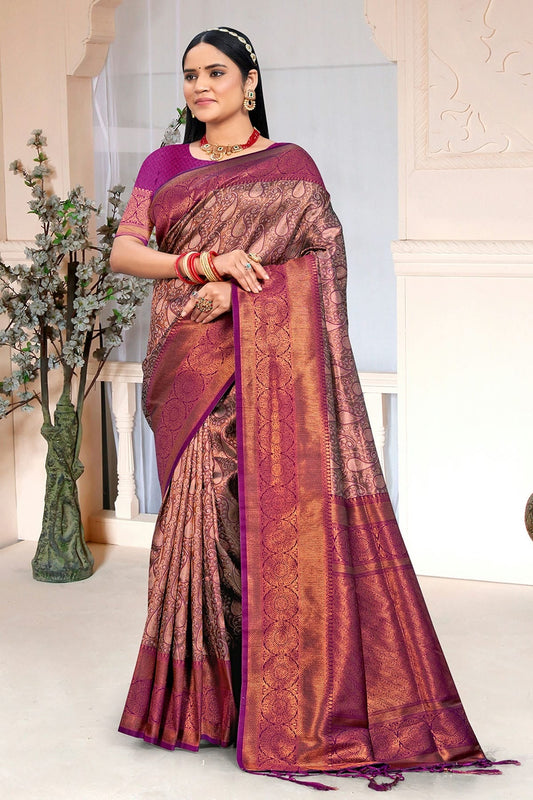 Purple Colour Woven Work Silk Saree SD1102273
