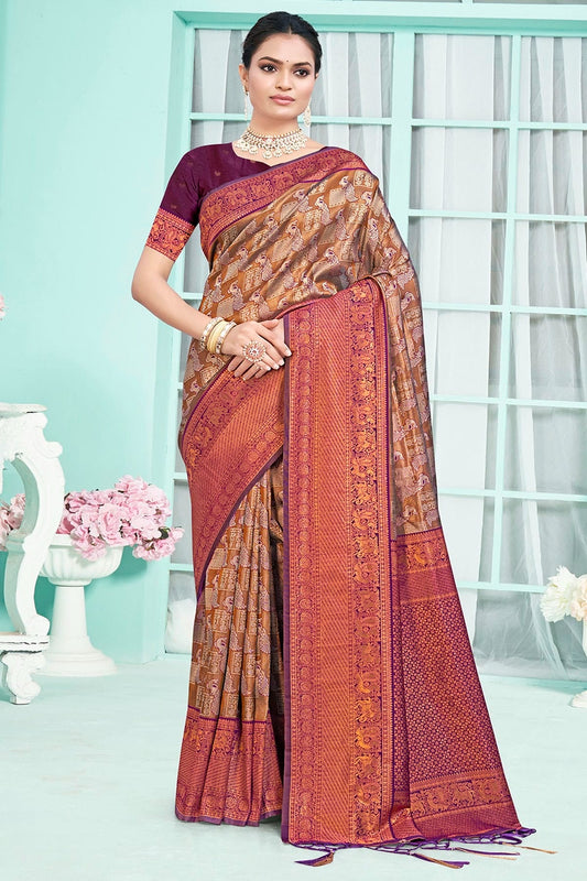 Purple Colour Woven Work Silk Saree SD1102286