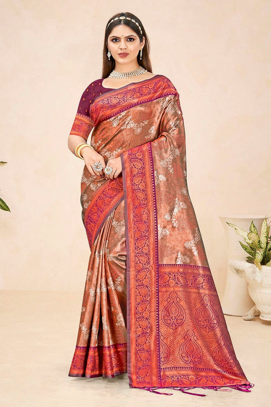 Purple Colour Woven Work Silk Saree SD1102292