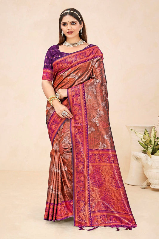 Purple Colour Woven Work Silk Saree SD1102293