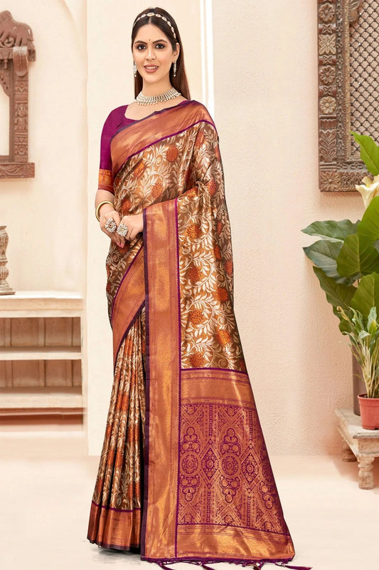 Purple Colour Woven Work Silk Saree SD1102297