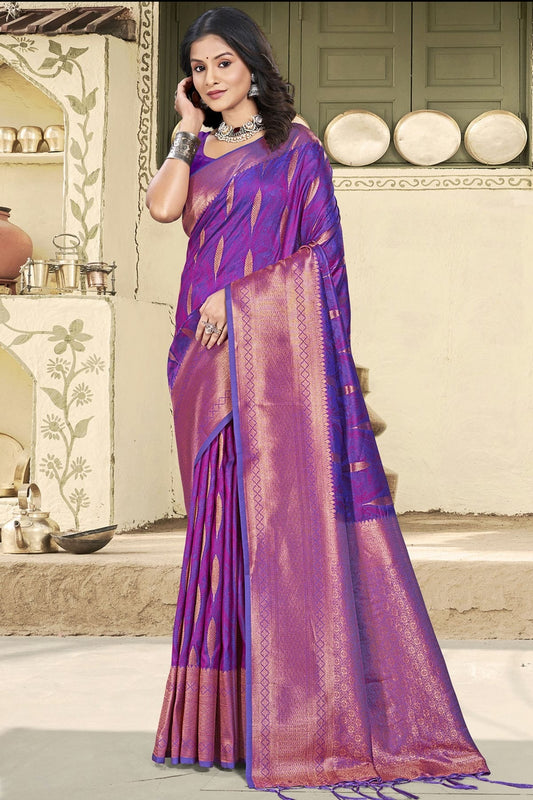 Purple Colour Woven Work Silk Traditional Saree SD1103355