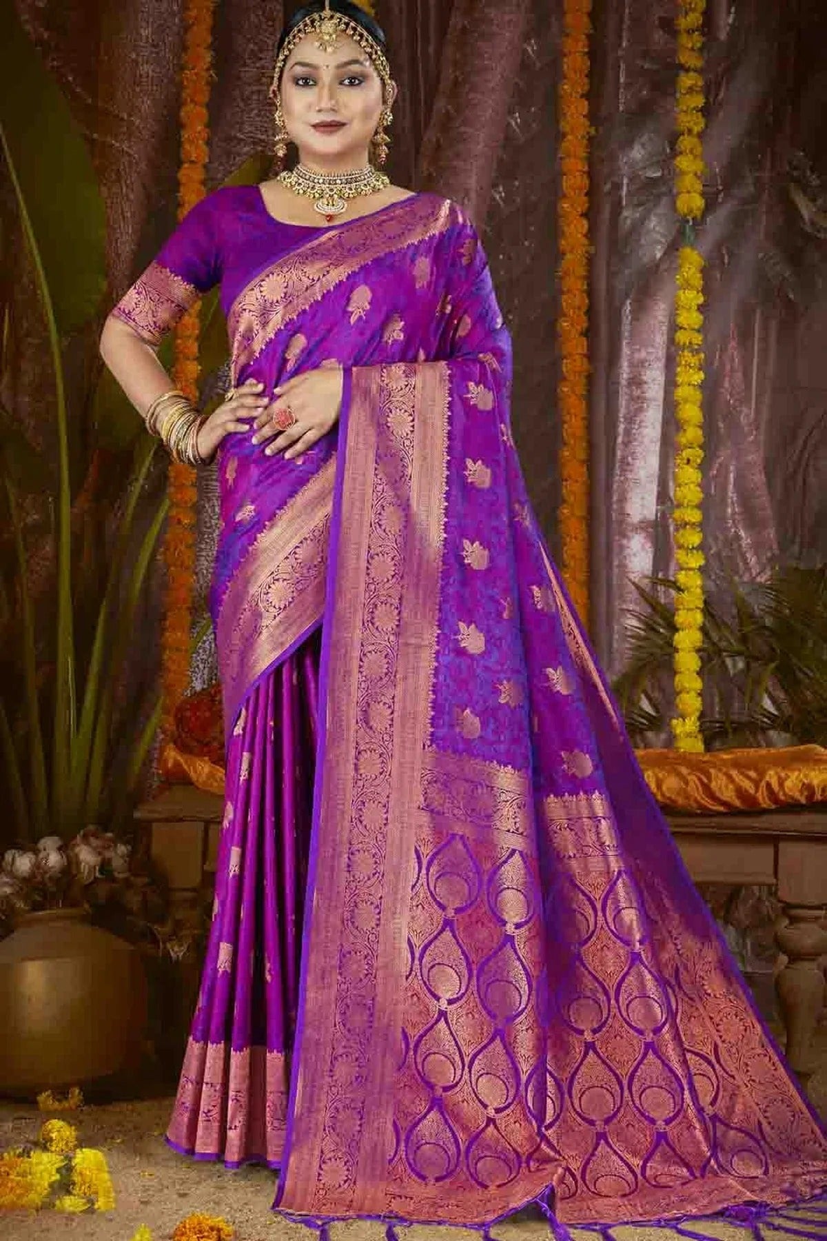 Purple Colour Woven Work Silk Traditional Saree SD1103425