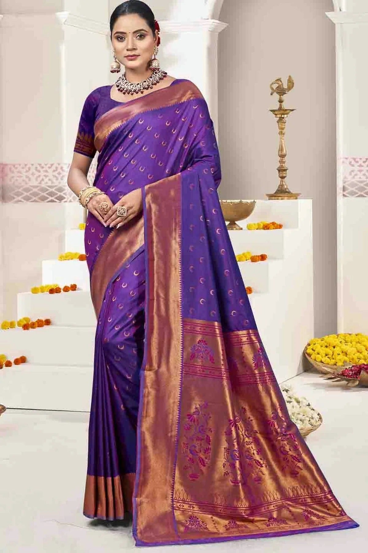 Purple Colour Woven Work Silk Traditional Saree SD1103525