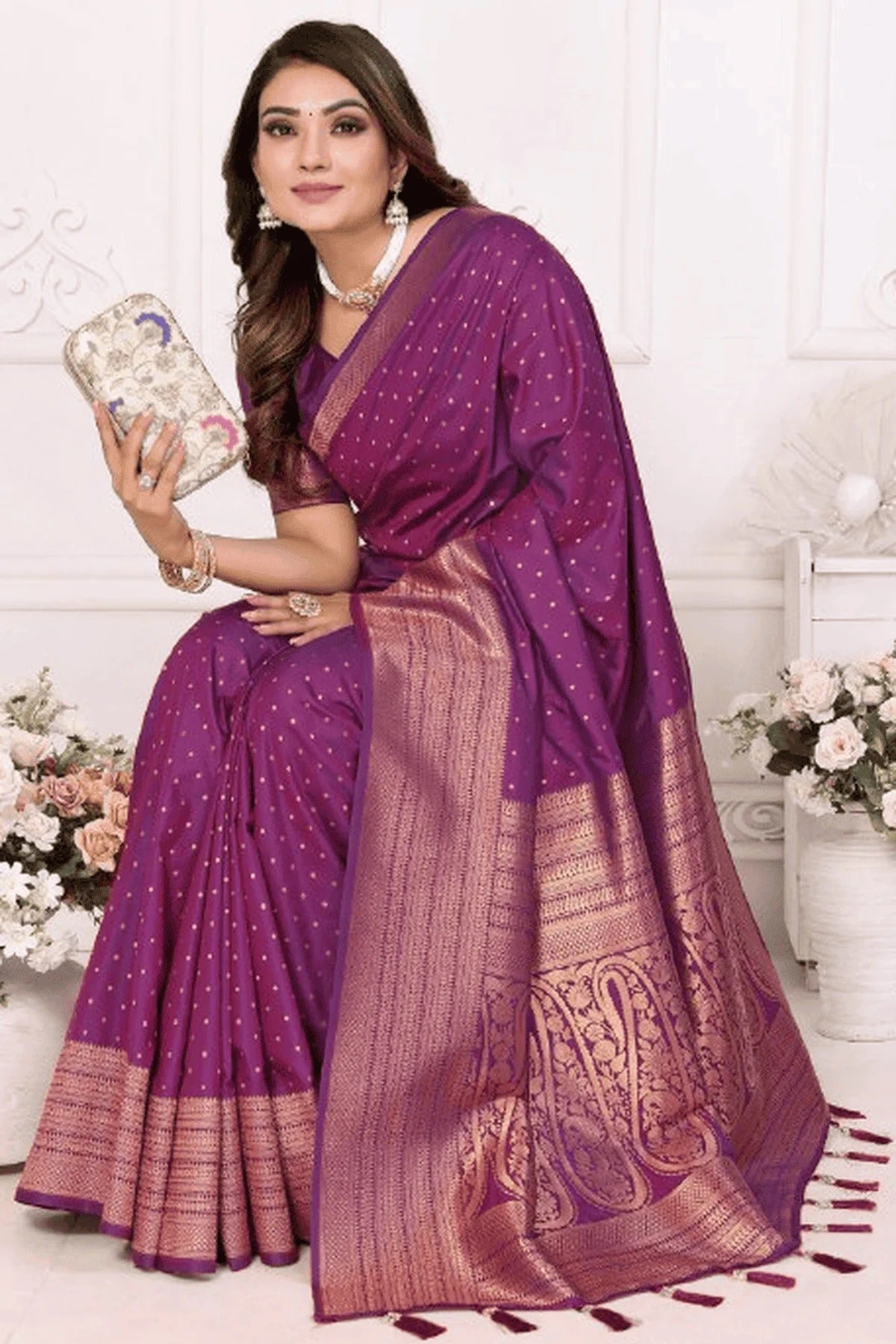 Purple Colour Woven Work Soft Silk Traditional Saree SD1250282 A