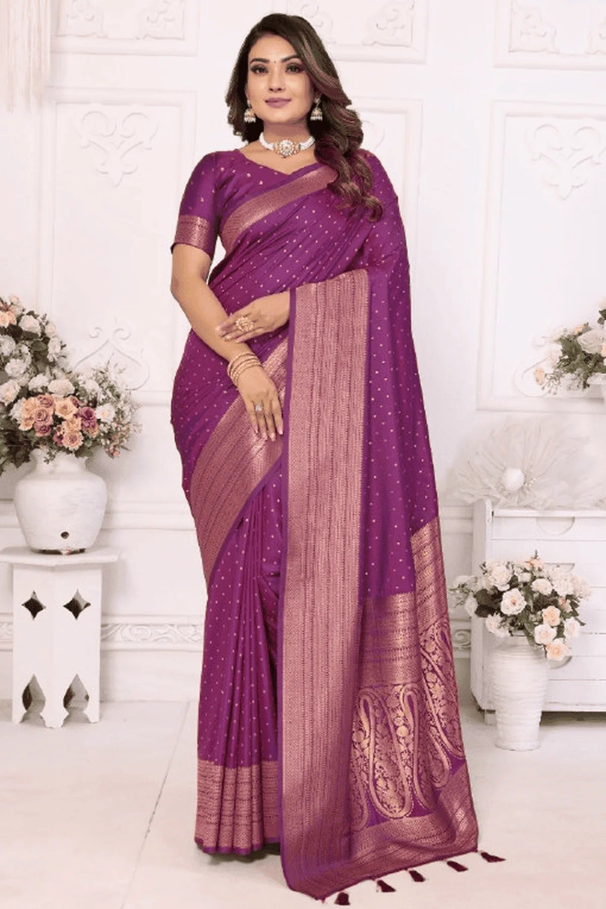 Purple Colour Woven Work Soft Silk Traditional Saree SD1250282