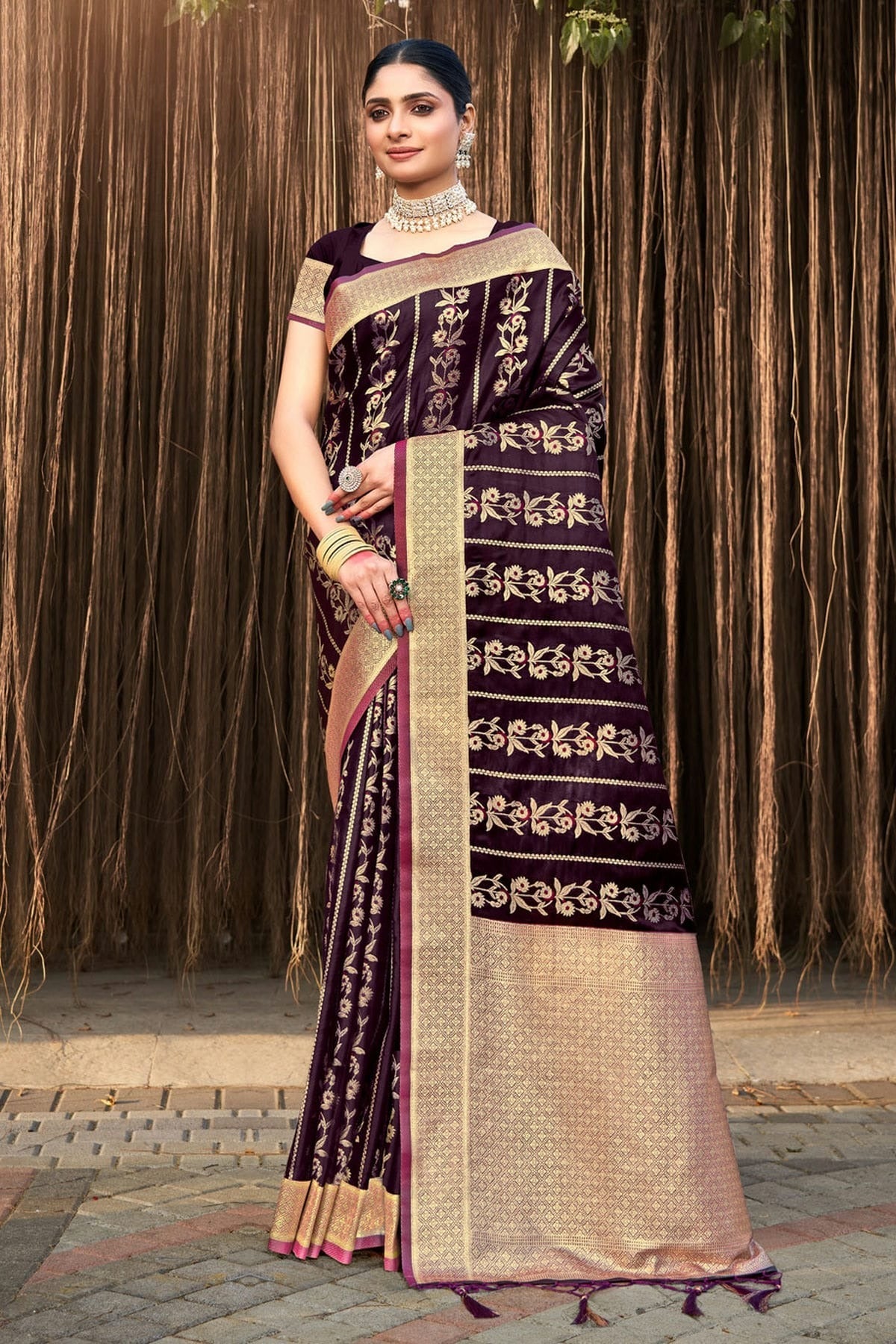 Purple Colour Woven Work Stain Silk Saree SD1101820