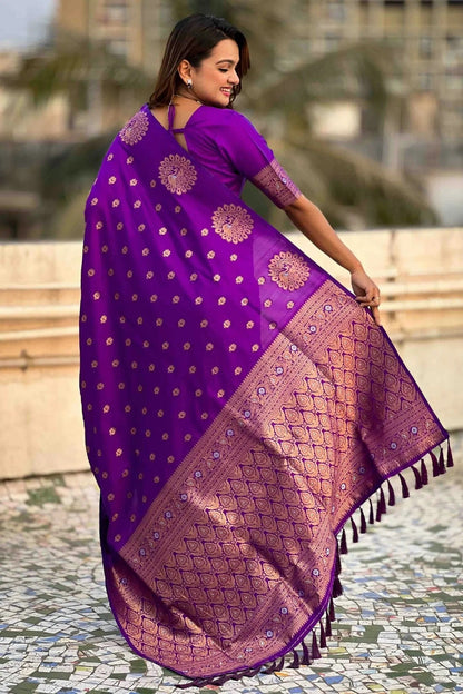 Purple Colour Zari Work Moonga Silk Traditional Sarees SD1113348 A