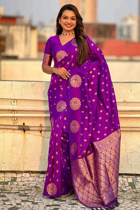 Purple Colour Zari Work Moonga Silk Traditional Sarees SD1113348