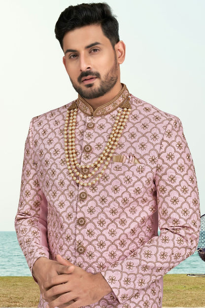 Purple Pink Colour Kora Shine Silk Sherwani SH1040522 A