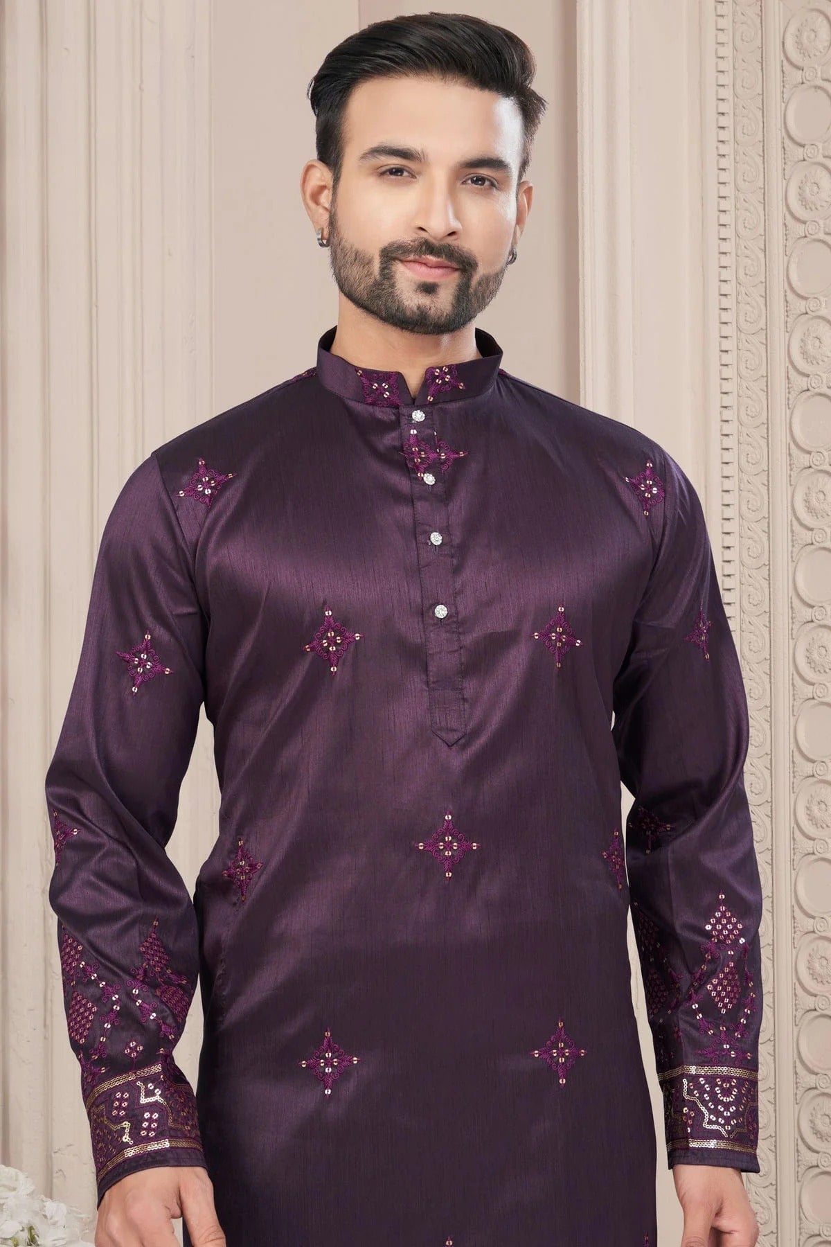 Purple Pure Silk Kurta Pajama KP1040695 A