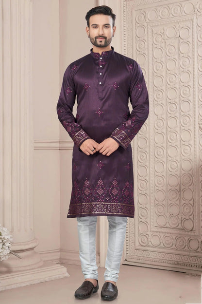 Purple Pure Silk Kurta Pajama KP1040695