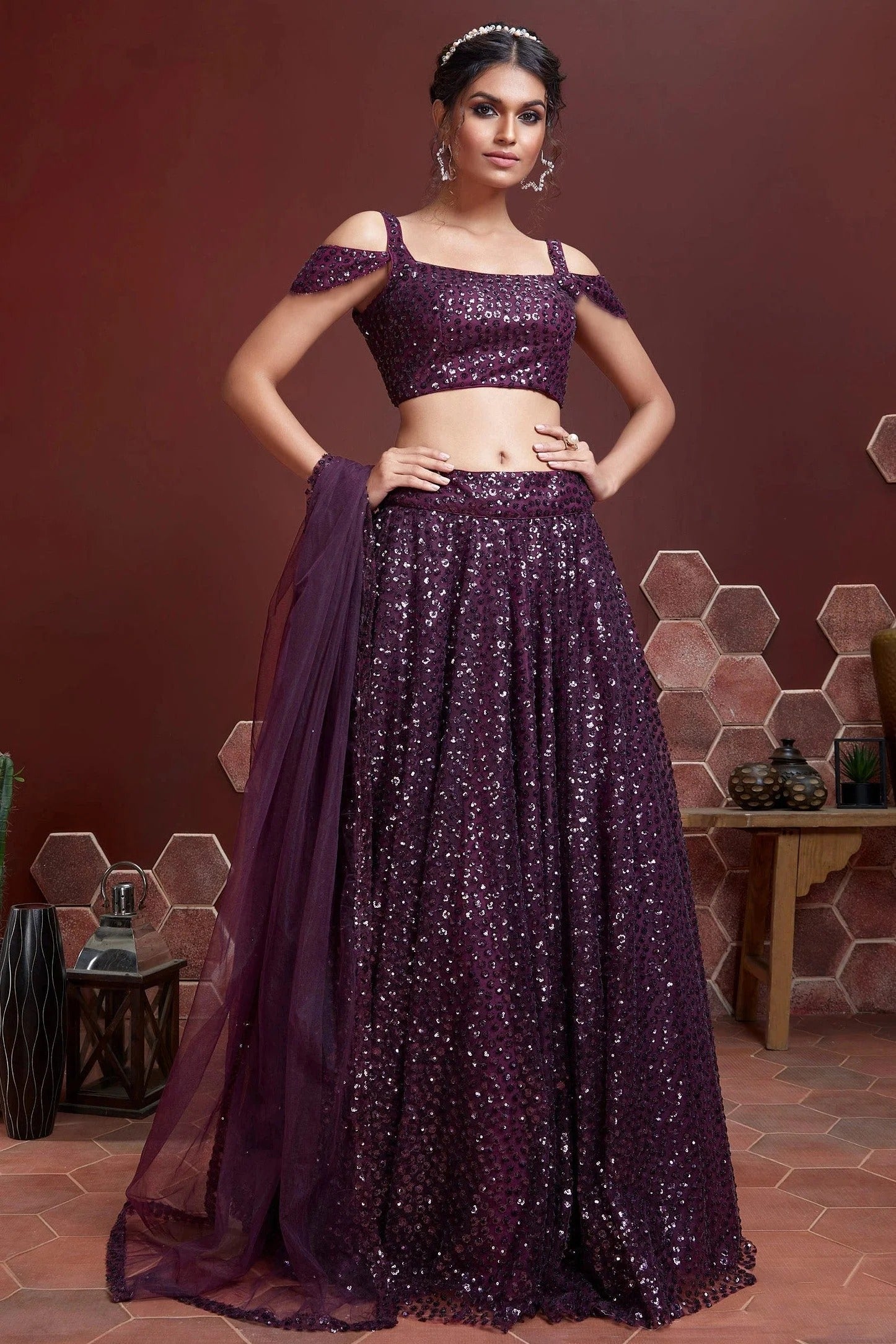 Purple Soft Net Designer Lehenga Choli LC1010159