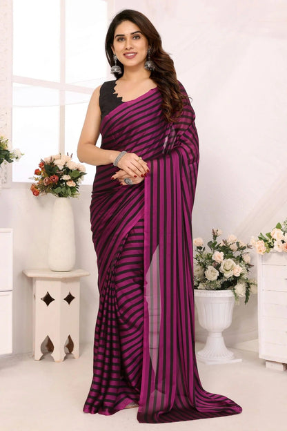 Purple and Black Colour Georgette Ready To Wear Saree SD1180035