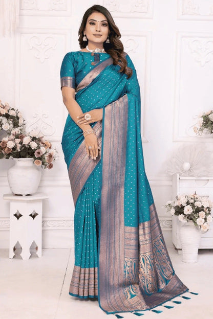 Rama Blue Colour Woven Work Soft Silk Traditional Saree SD1250283