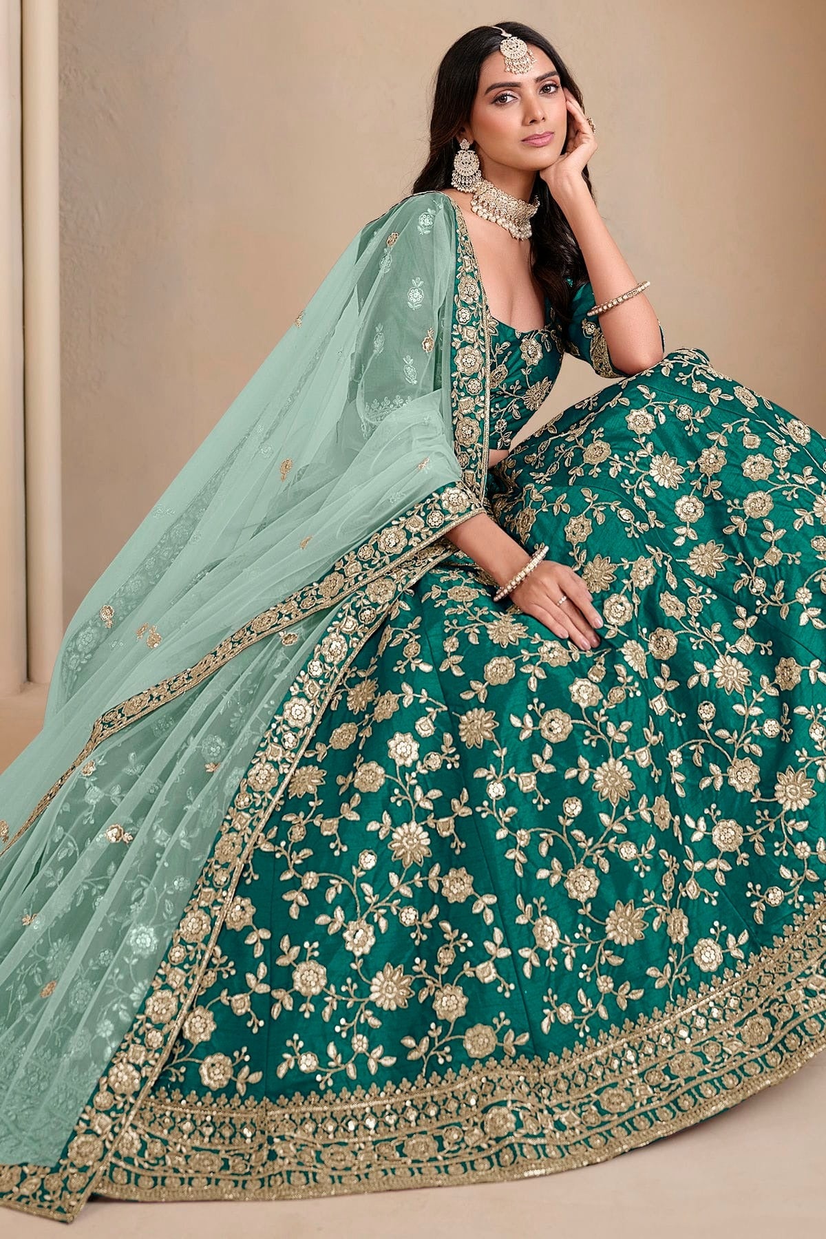 Rama Green Colour Art Silk Lehenga Choli LC1050687 B