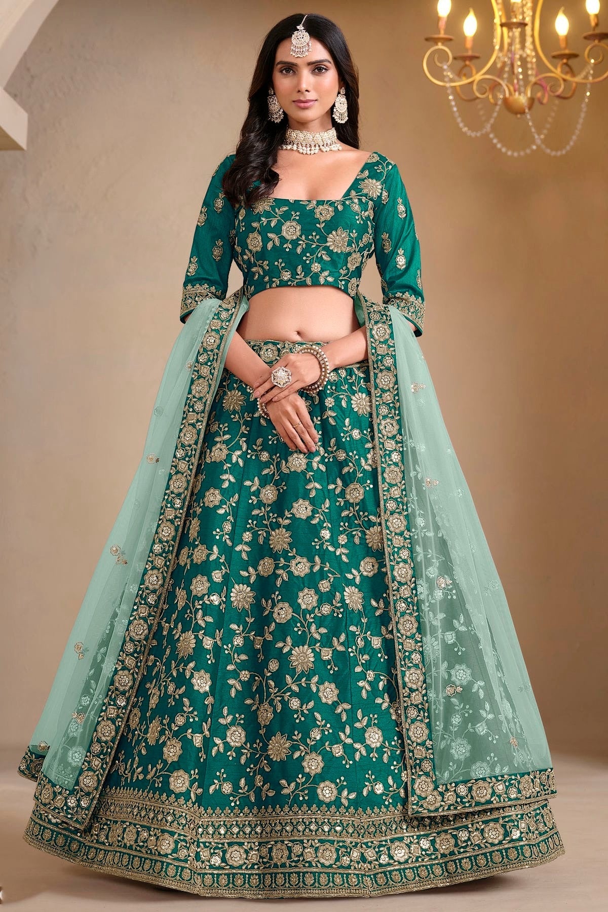 Rama Green Colour Art Silk Lehenga Choli LC1050687
