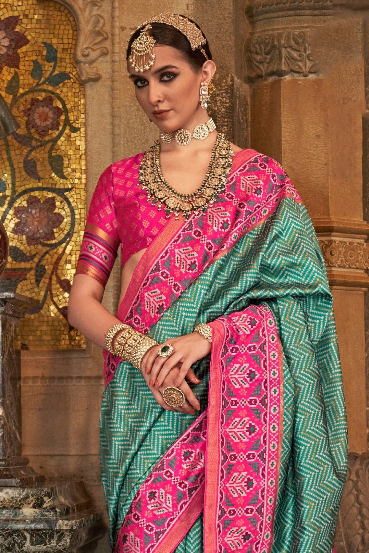 Rama Green Colour Banarasi Silk Saree SD1110263 A