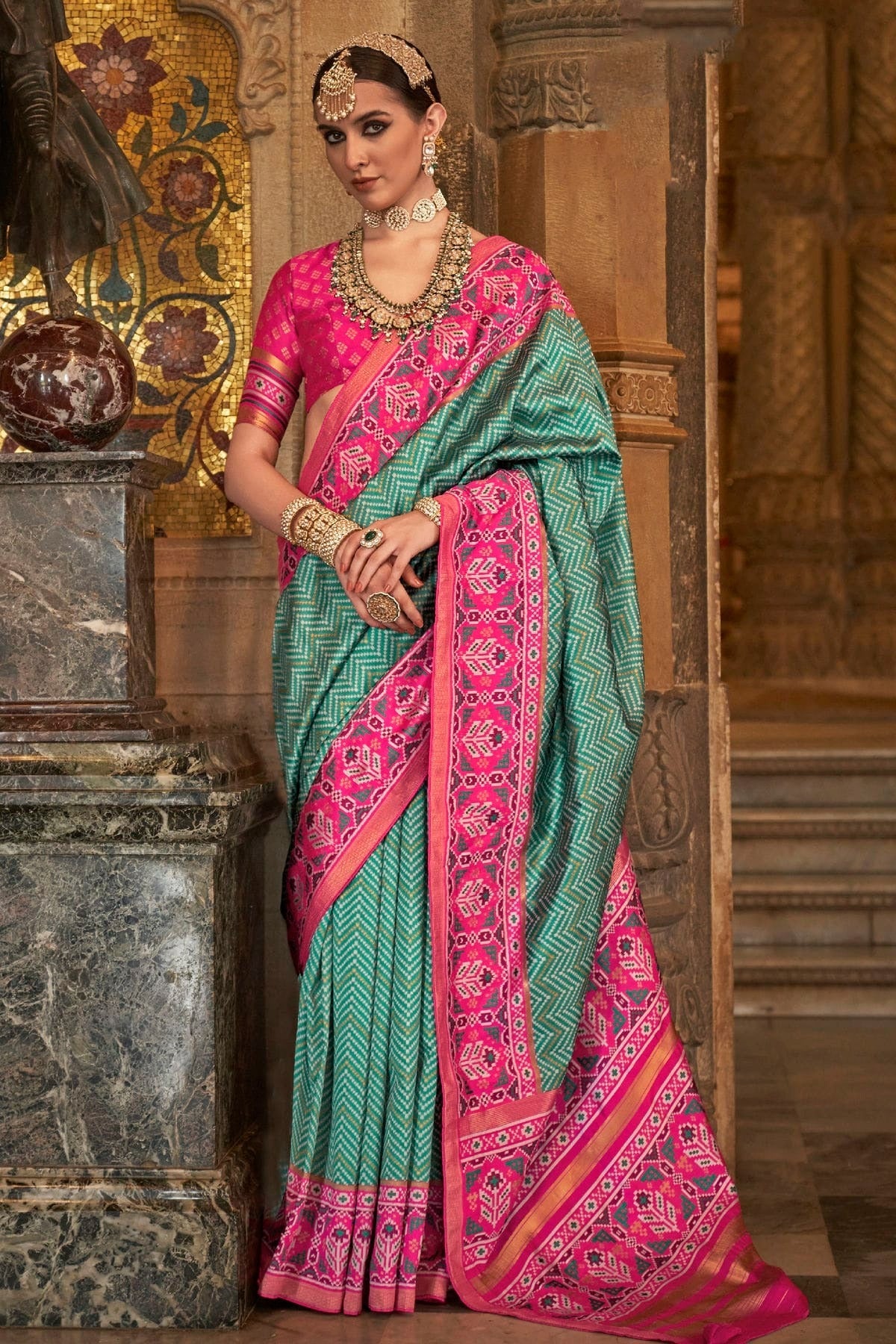 Rama Green Colour Banarasi Silk Saree SD1110263
