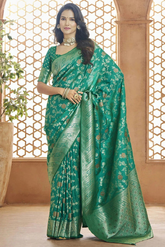 Rama Green Colour Banarasi Silk Traditional Saree SD1110895