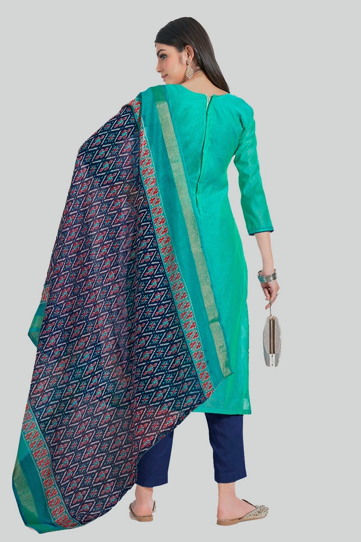 Rama Green Colour Chanderi Silk Pant Style Suit SM1110609 A