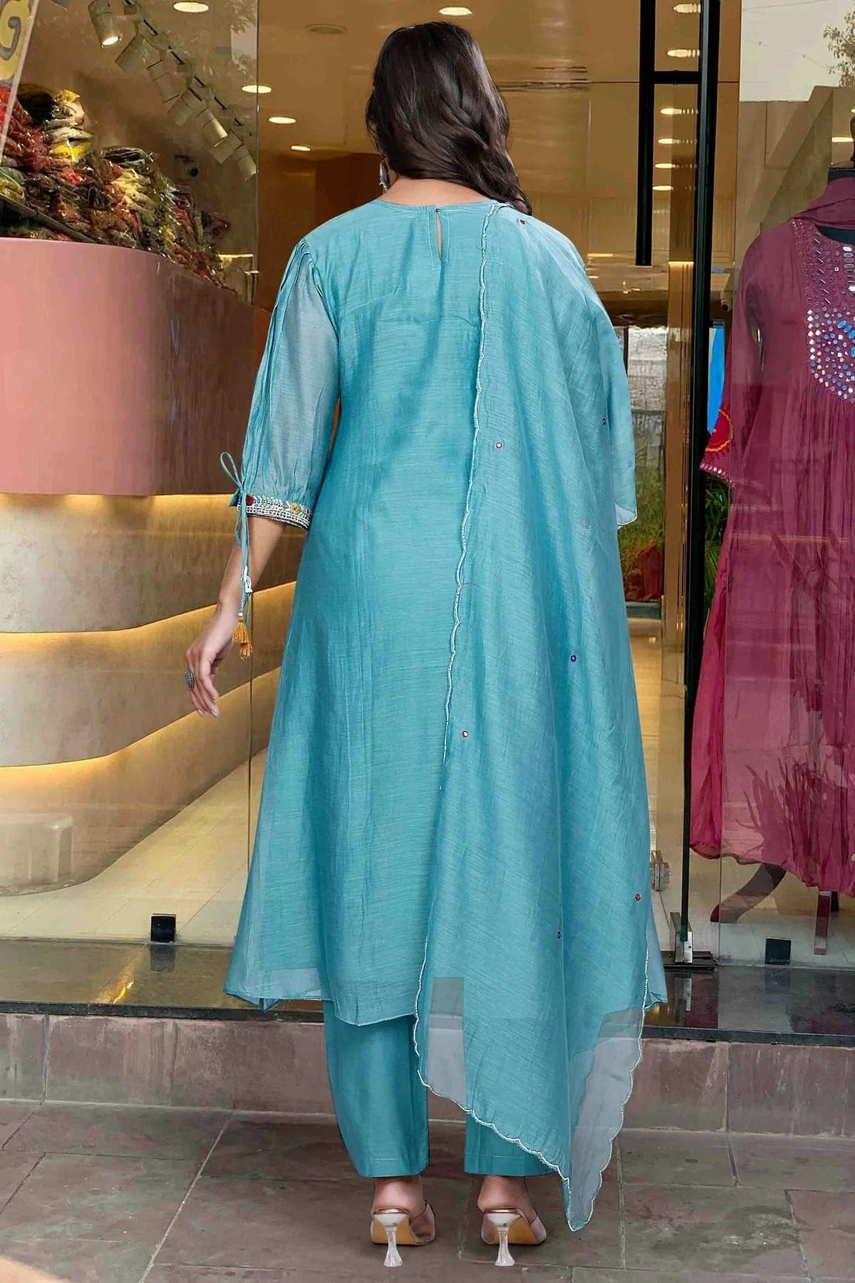 Rama Green Colour Chanderi Silk Stitched Suit SS1113292 A