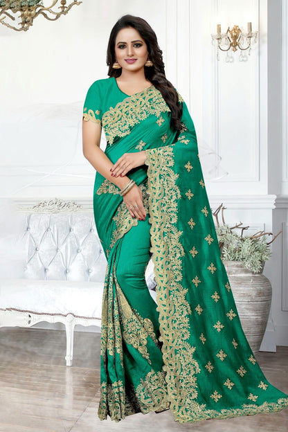 Rama Green Colour Cherry Silk Designer Saree LC1121501